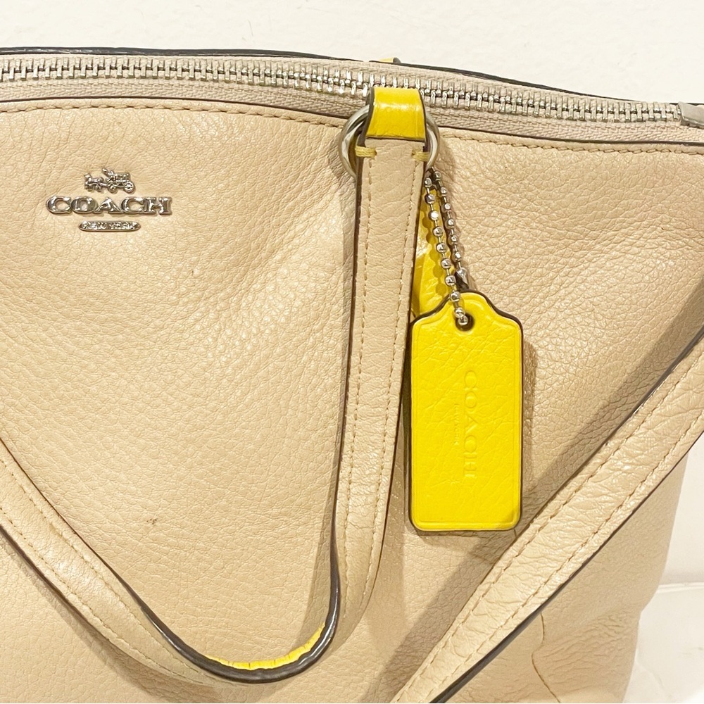 Coach Mini Kelsey Cream Yellow Pebbled Leather Crossbody Satchel - Picture 2 of 6